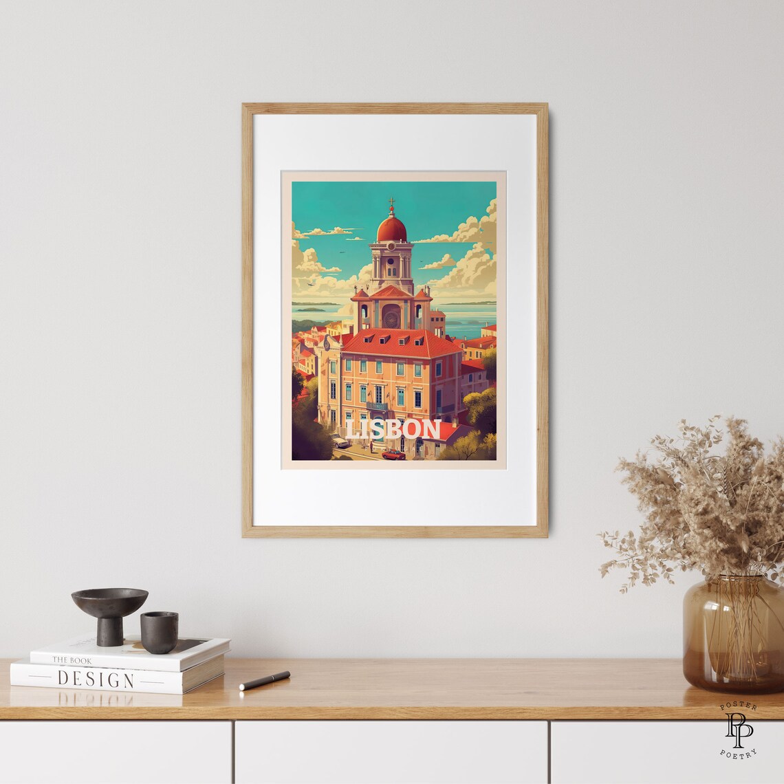 Lisbon Portugal Historic Domed Church Red Rooftops Travel Poster - Image 3