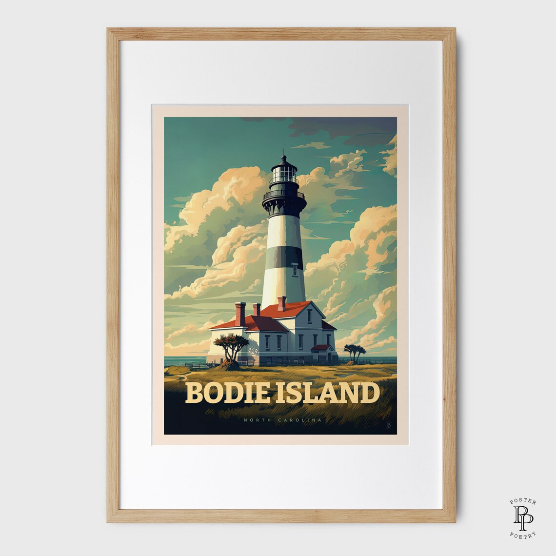 Bodie Island North Carolina Travel Poster, Trendy - Image 4