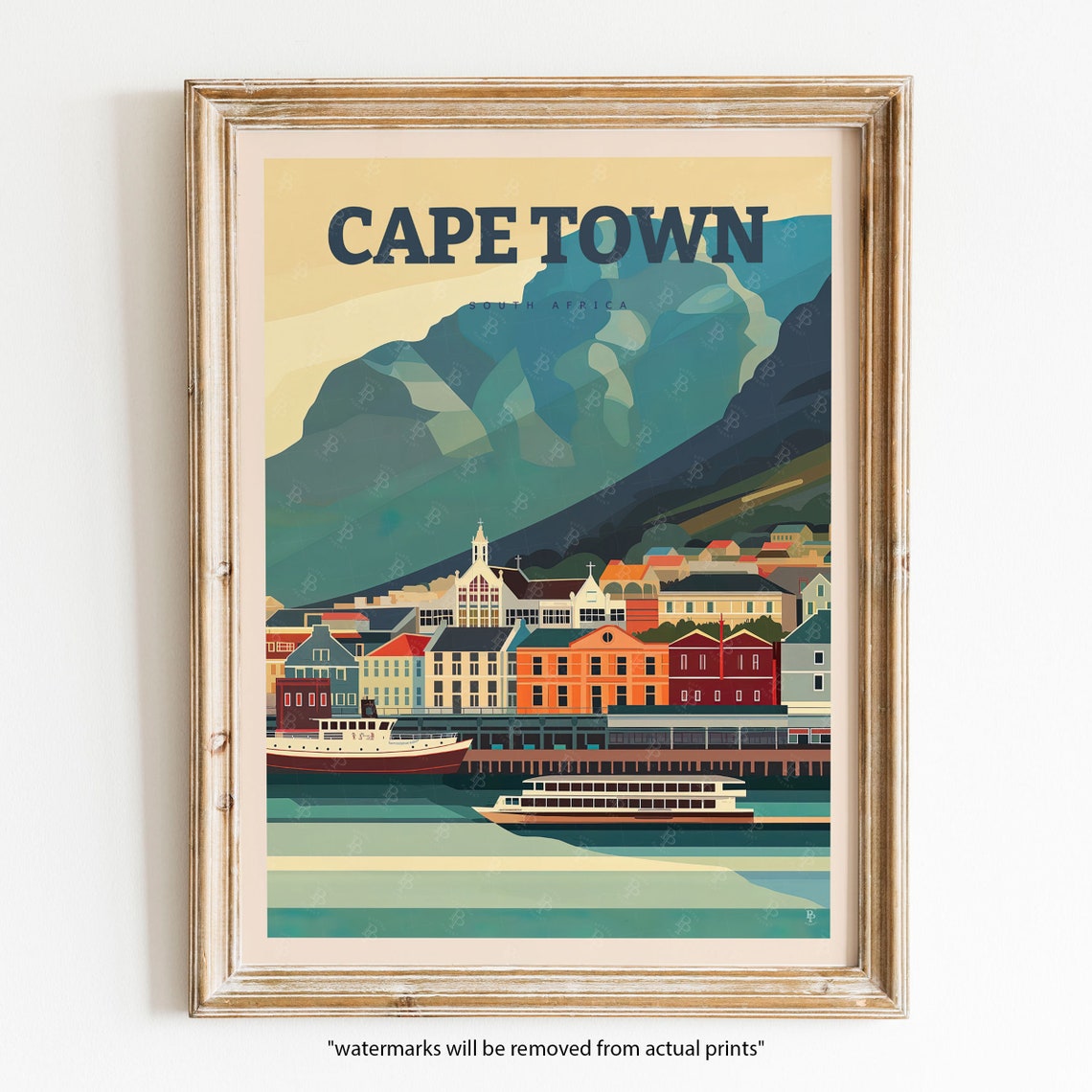 Cape Town South Africa Waterfront Harbor Table Mountain View Poster