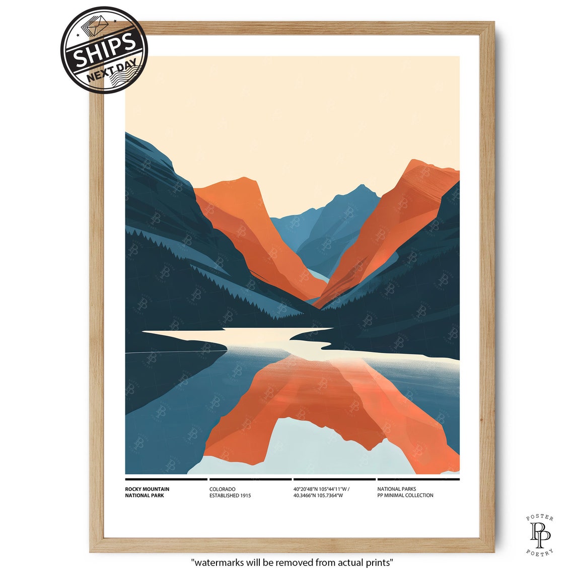 Rocky Mountain National Park Colorado Lake Reflection Minimalist Print