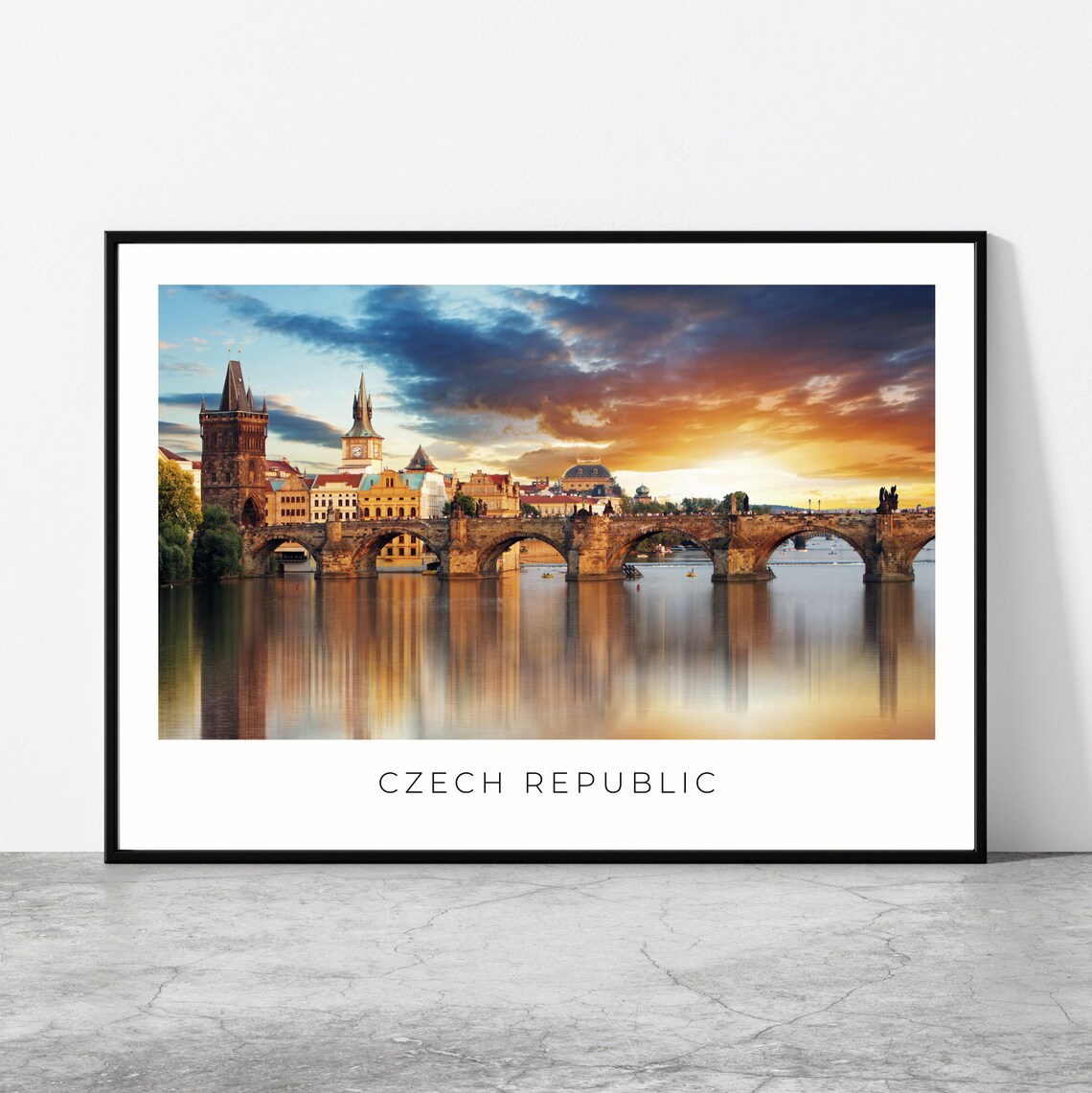 Charles Bridge Prague Travel Poster, Czech Republic