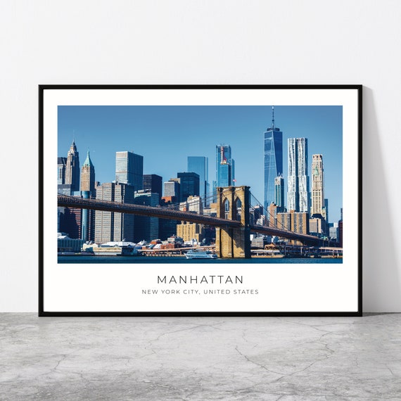 Manhattan Travel Poster, New York City Cityscape