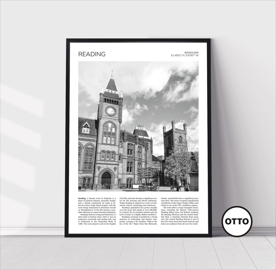 Reading Town Hall, Berkshire England Travel Poster