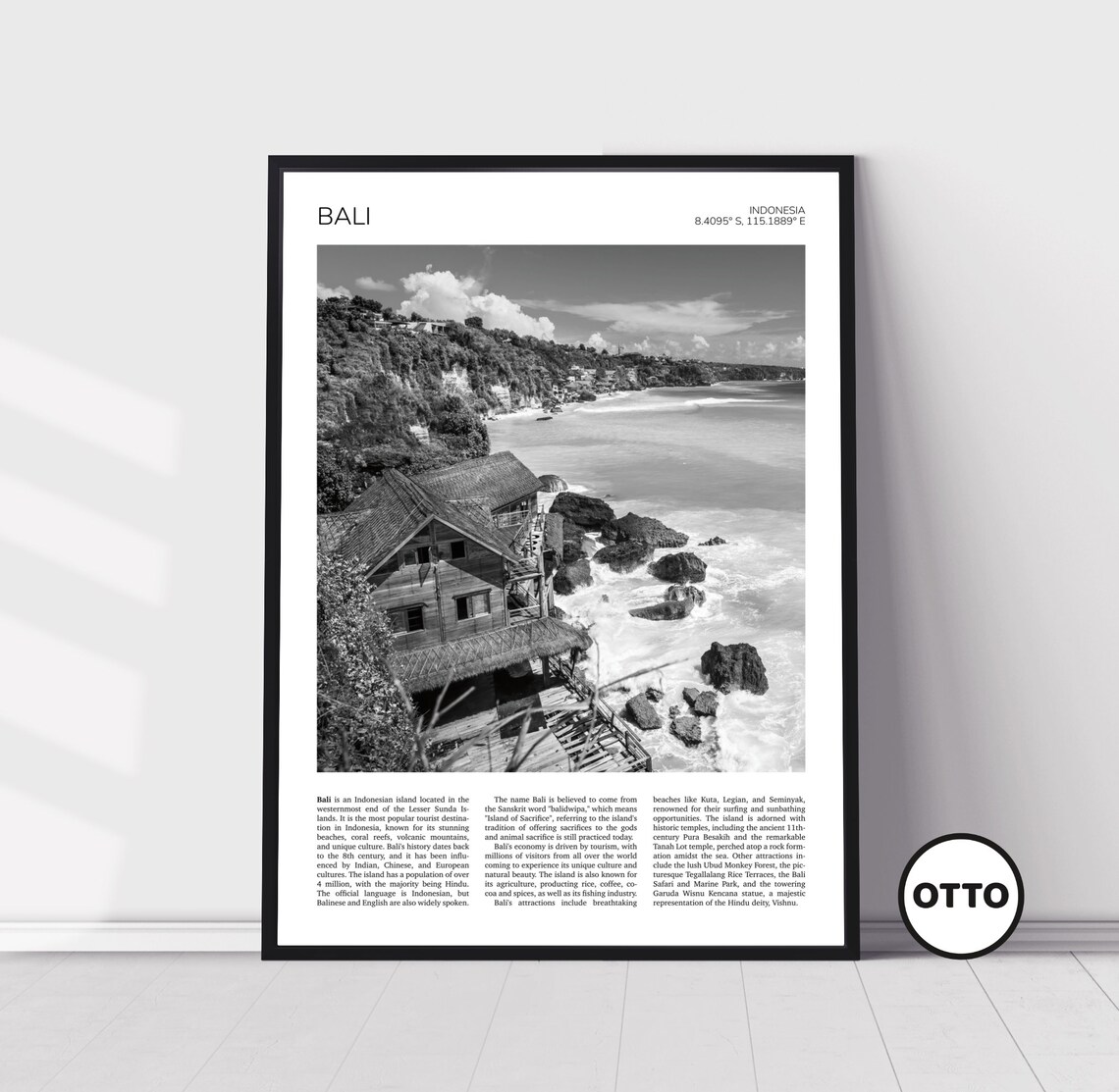 Bali Travel Poster, Indonesia Beach Landscape