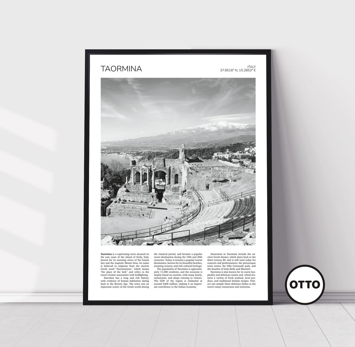 Taormina Wall Art Taormina Artful Travel Poster Print Photo Theater Ruins Messina Cityscape Sicily Italy Europe