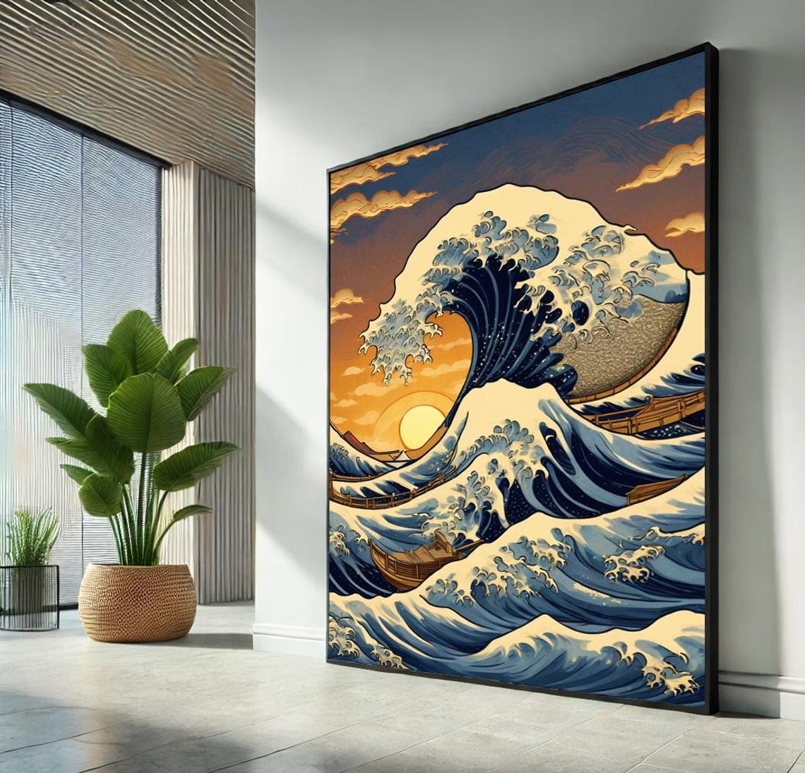 The Great Wave Sunset Mount Fuji Towering Wave Japanese Ocean Poster