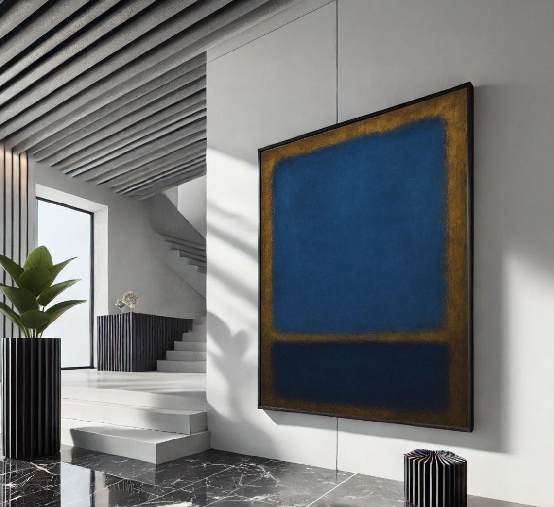 Deep Blue Rothko Style Color Field With Golden Amber Border Poster