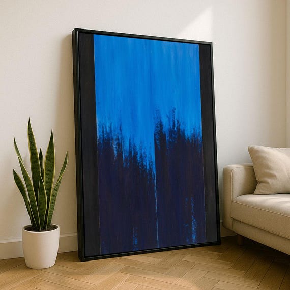 Bold Blue Rothko Style Color Field Canvas Wall Art Print Modern Living Room Decor Statement Piece