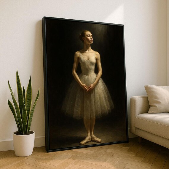 Elegant Ballerina Portrait Canvas Wall Art Print Classic Ballet Living Room Decor Ready To Hang