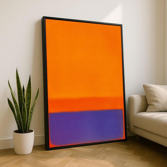 Bold Orange And Purple Abstract Color Block Modern Art Poster
