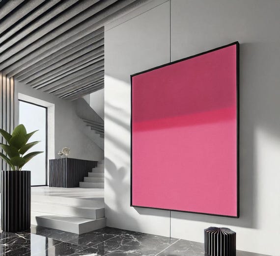 Bold Pink Rothko Style Color Field Canvas Wall Art Print Modern Living Room Decor Statement Piece