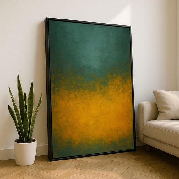 Bold Teal Rothko Style Color Field Canvas Wall Art Print Modern Living Room Decor Statement Piece
