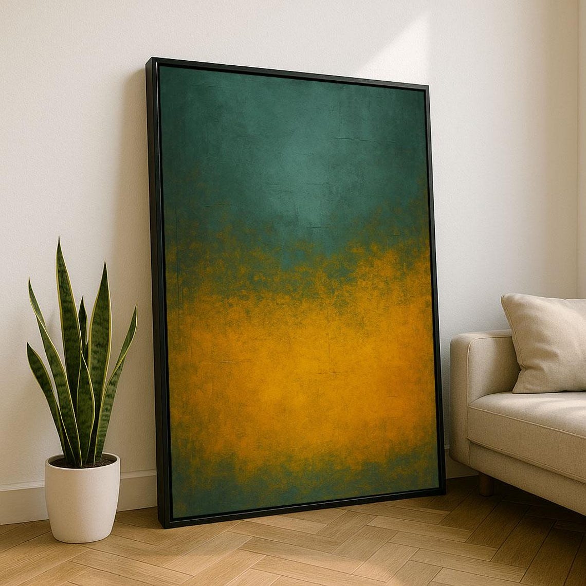 Teal and Gold Rothko Style Color Field Modern Abstract Art Poster
