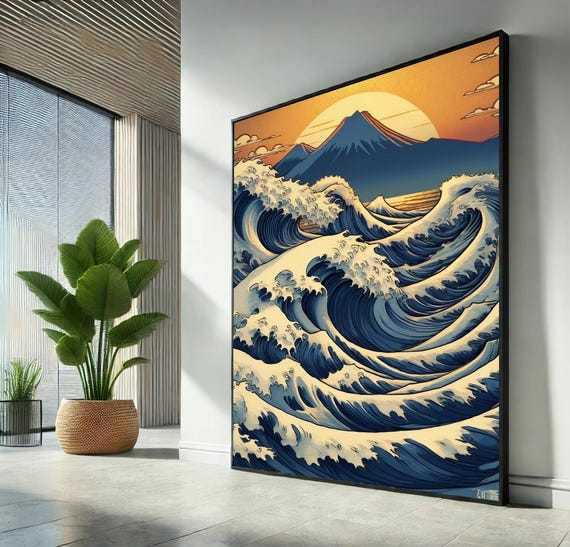 The Great Wave Off Kanagawa Canvas Print Hokusai Japanese Wall Art Modern Ocean Painting For Home Office Decor Classic Artwork