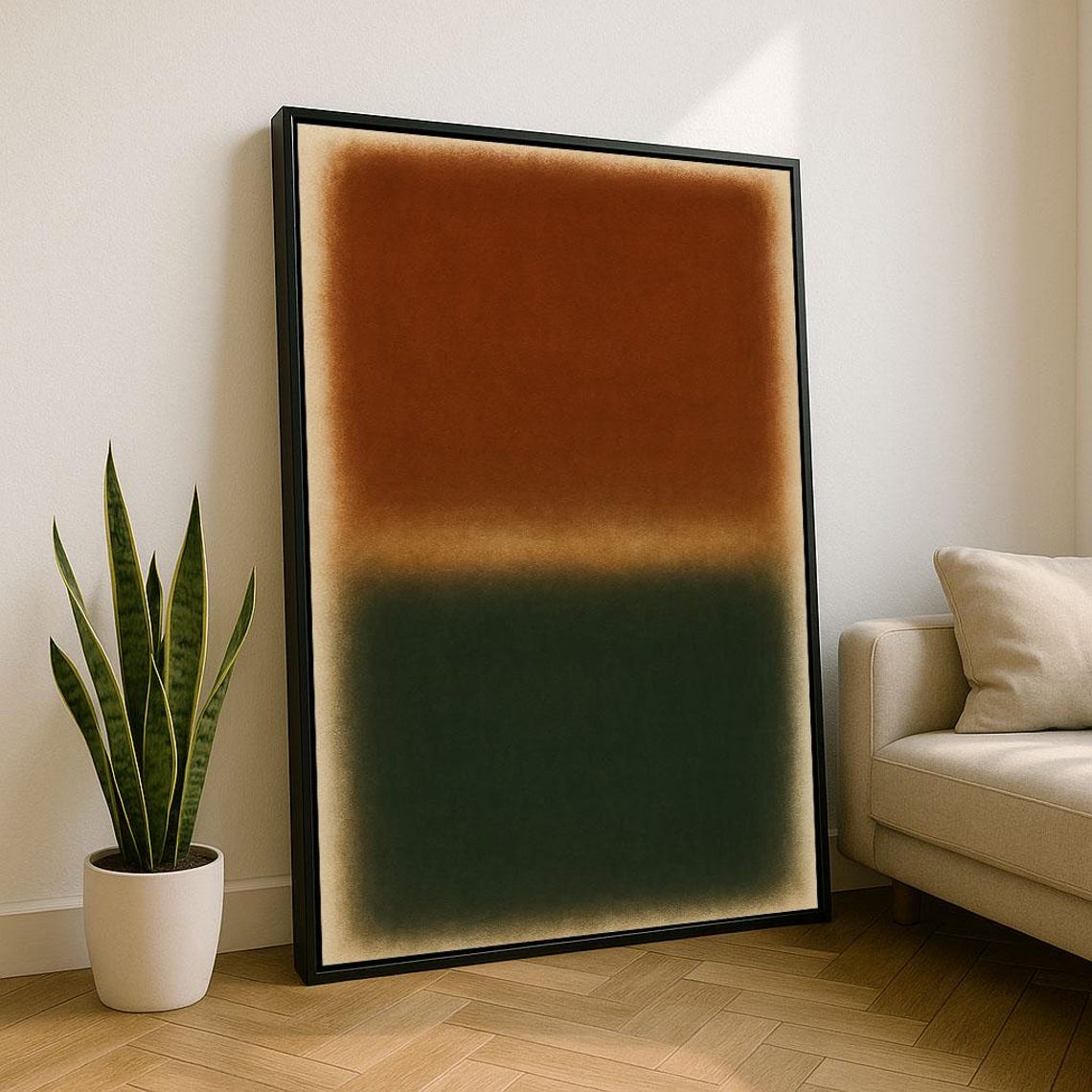 Mark Rothko Style Rust Brown Green Abstract Color Field Poster