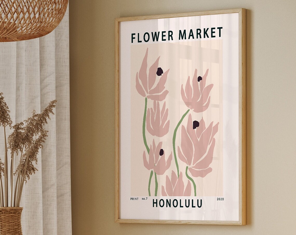 Honolulu Flower Market No.7 2020 Minimalist Botanical Poster - Image 2
