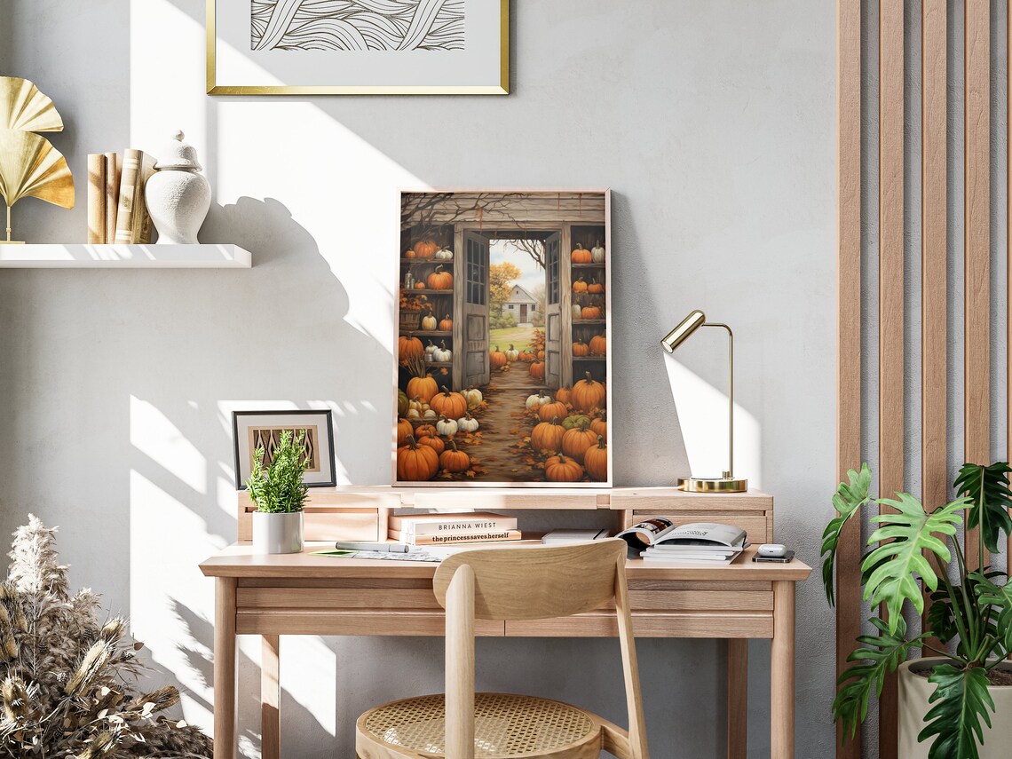 Rustic Fall Pumpkin Painting, Thanksgiving Art Print - Image 4