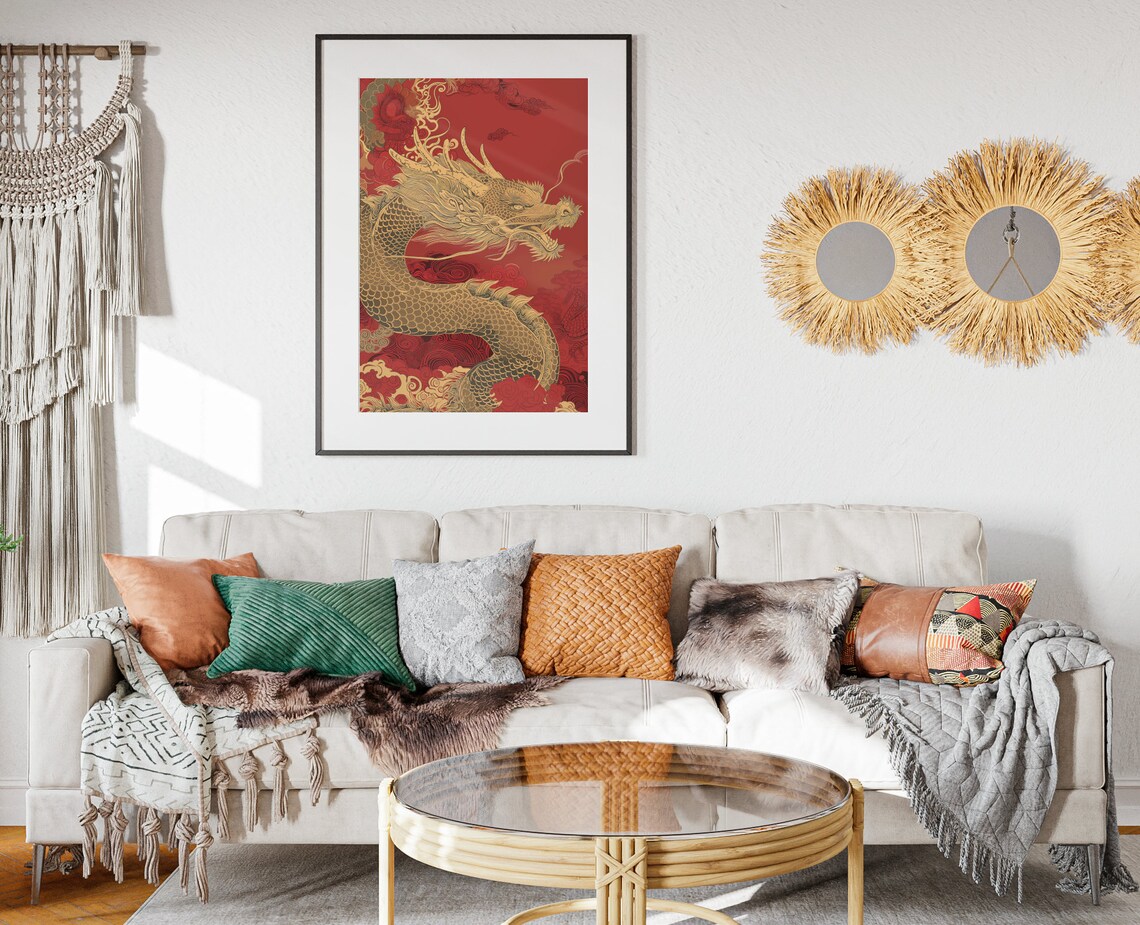 Chinese New Year Dragon Matte Wall Art Lunar New Year Artwork Year Of The Dragon Print Spring Festival Art Chinese Dragon Poster - Image 2