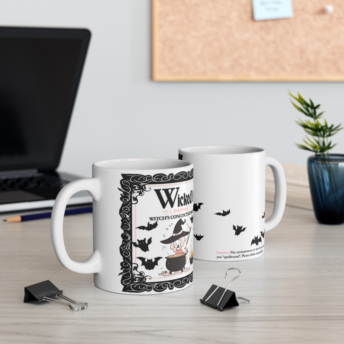 Cute Witch Bats Halloween Art Print - Image 4
