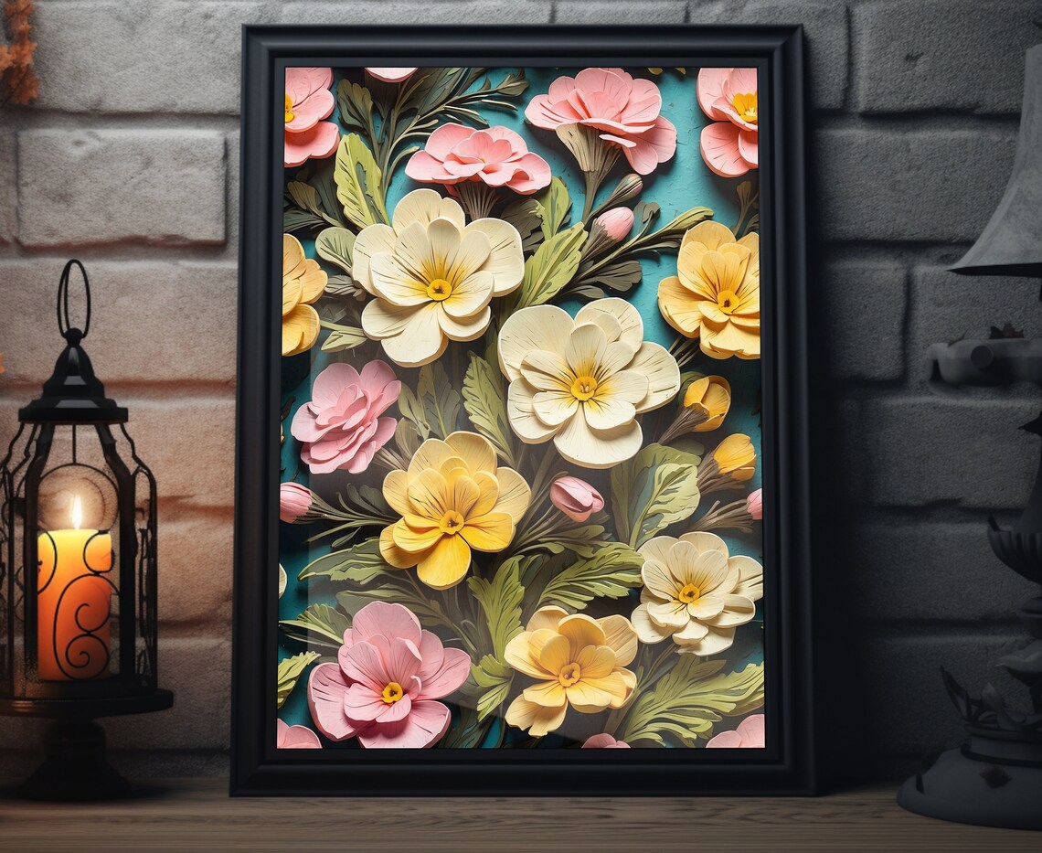 Spring Primrose Floral, Botanical Spring Decor Art Print