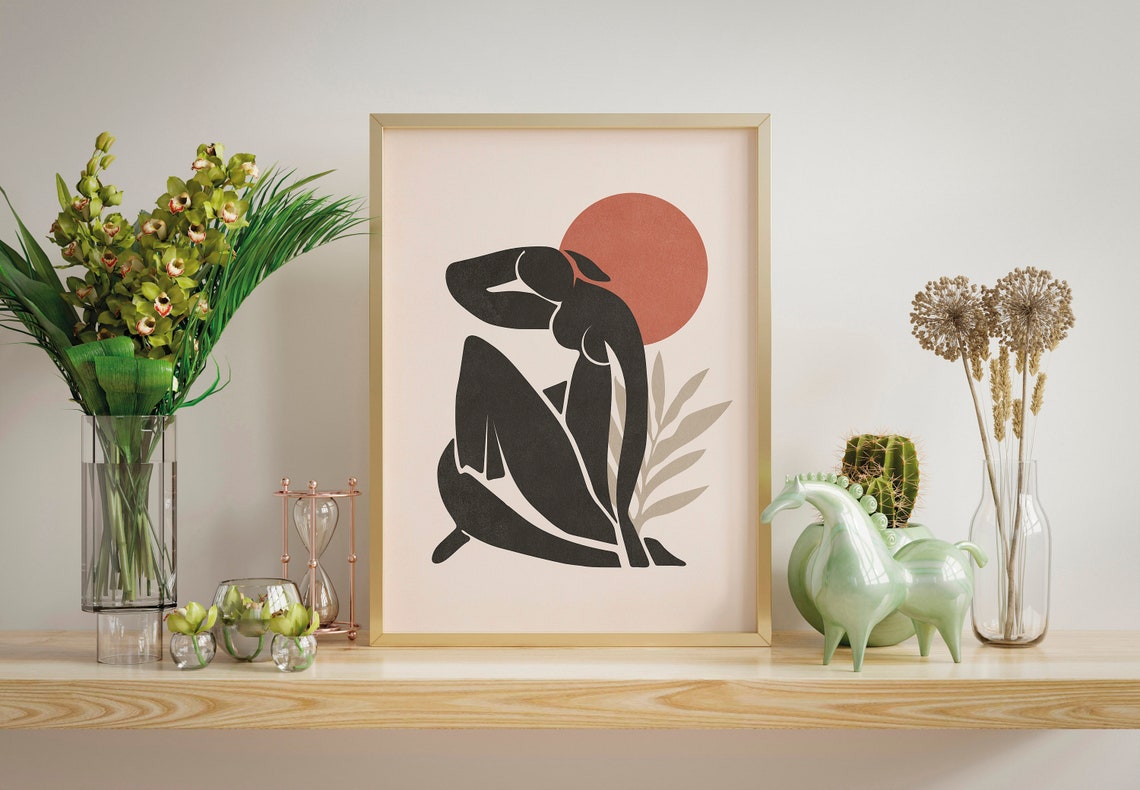 Matisse Style Female Silhouette Terracotta Sun Abstract Wall Art - Image 3