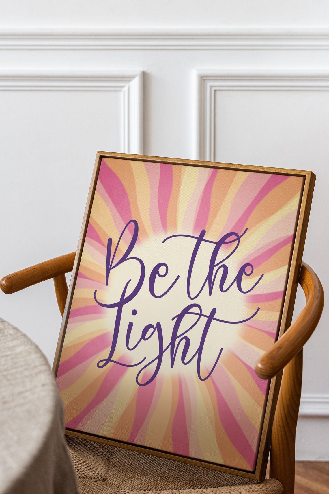 Be The Light Inspirational Poster With Pink And Orange Sunburst Rays - Image 2