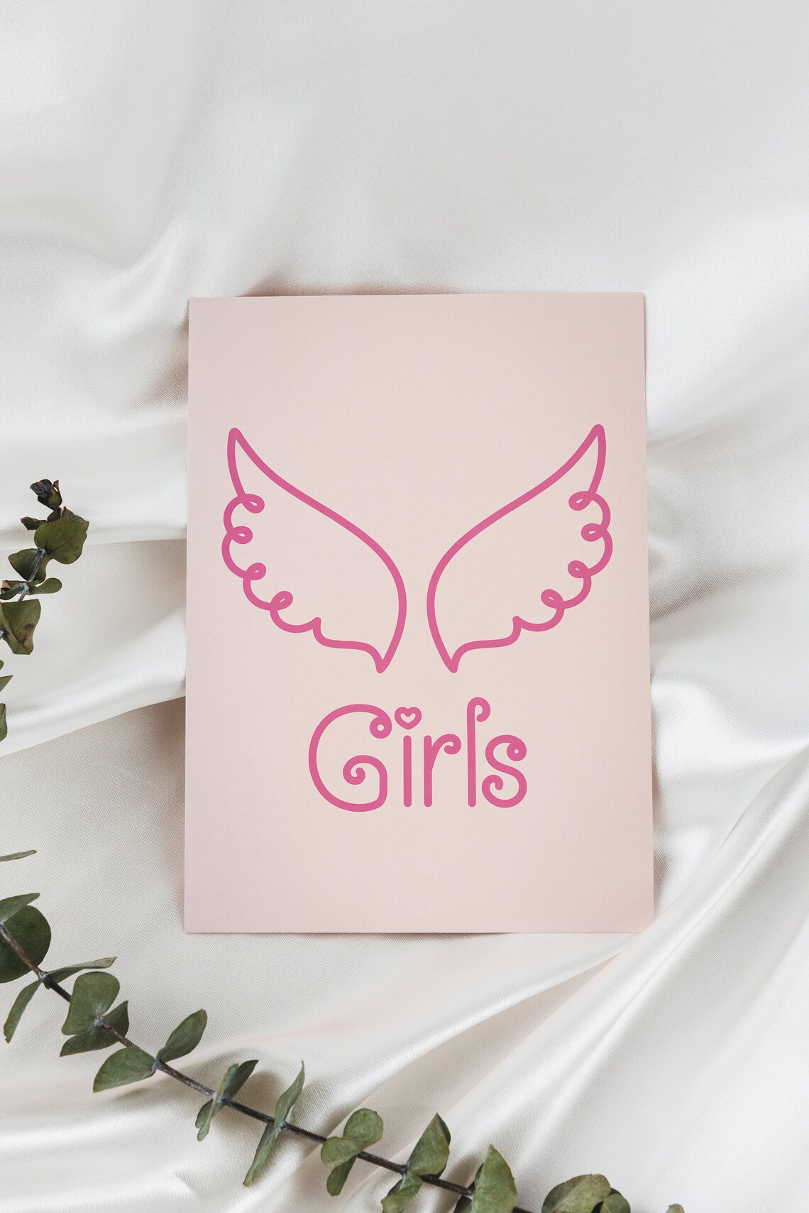 Blush Pink Angel Wings Girls Preppy Hand Drawn Trendy Poster