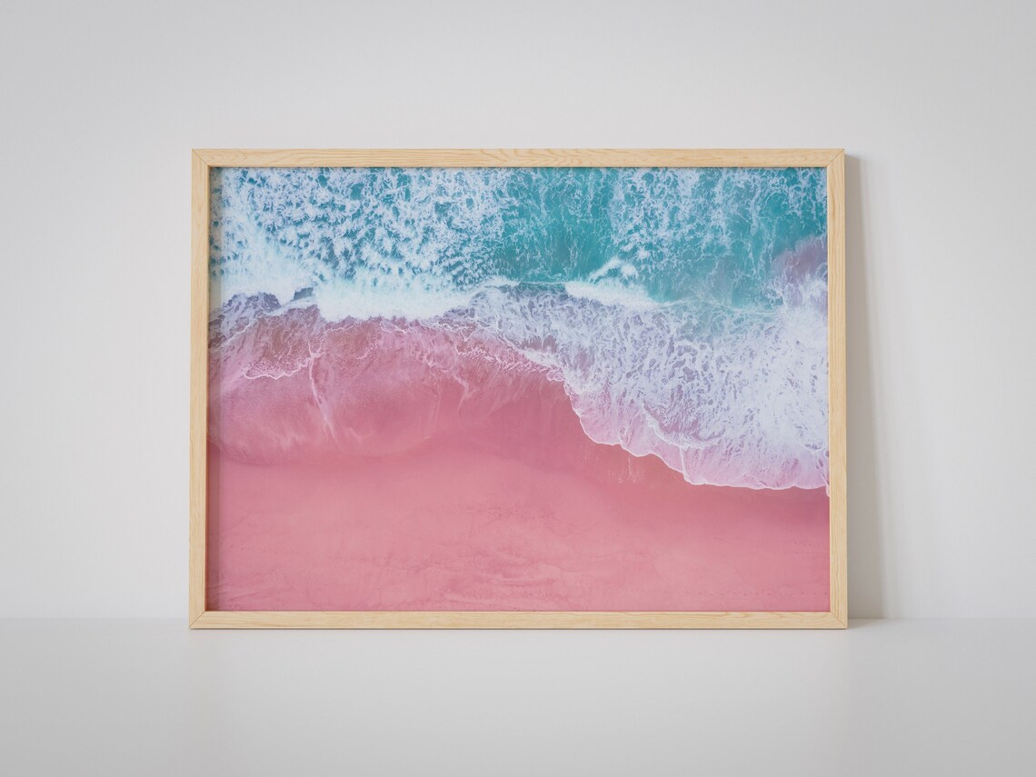 Pink Beach Coastal Wall Art Print, Summer Decor - Image 3