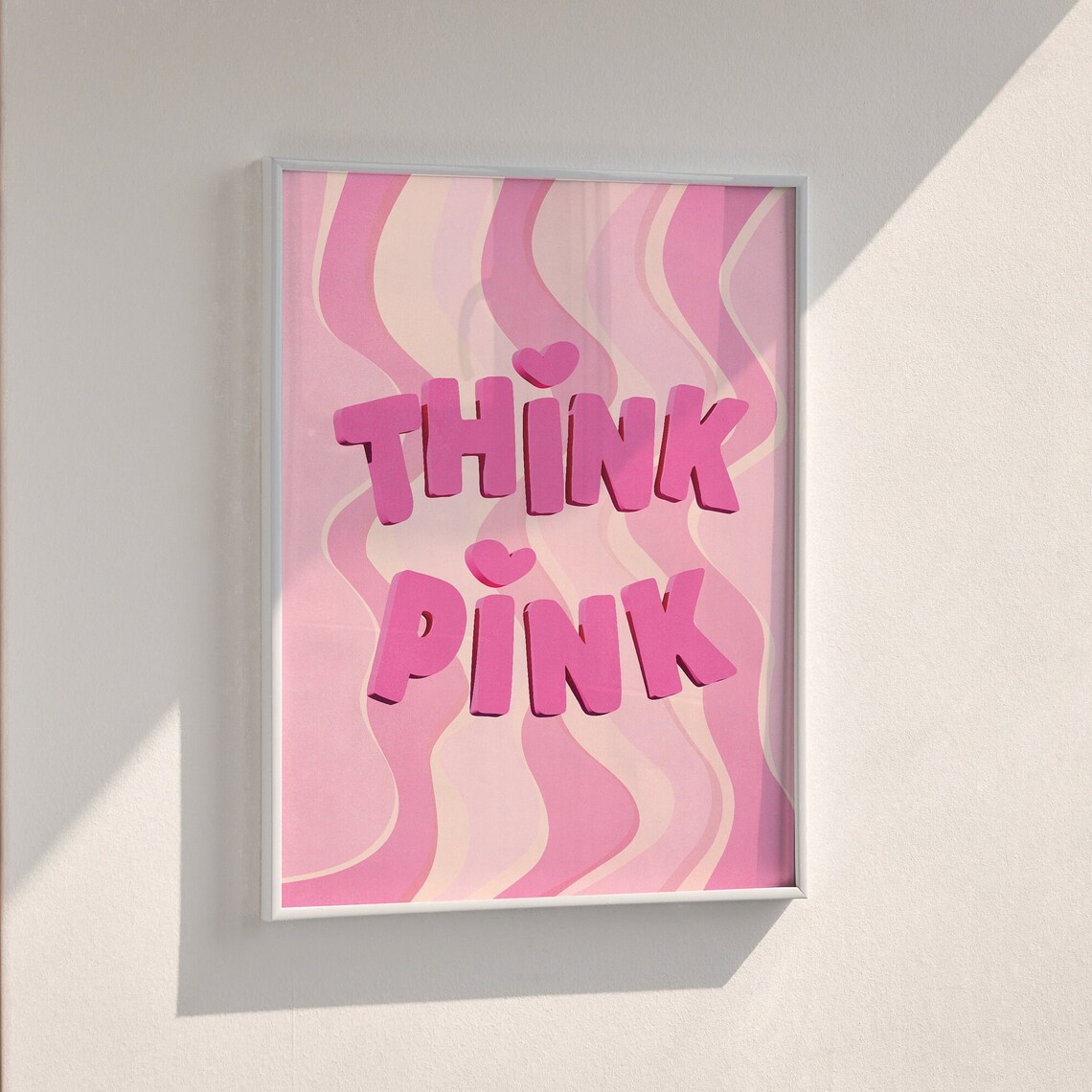 Think Pink Aesthetic Wall Art Poster Print - Image 3
