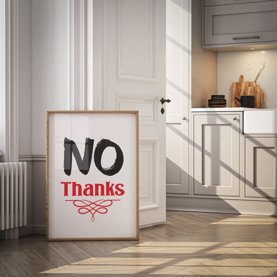 No Thanks Bold Black Red Funny Typography Quote Sarcastic Poster - Image 2
