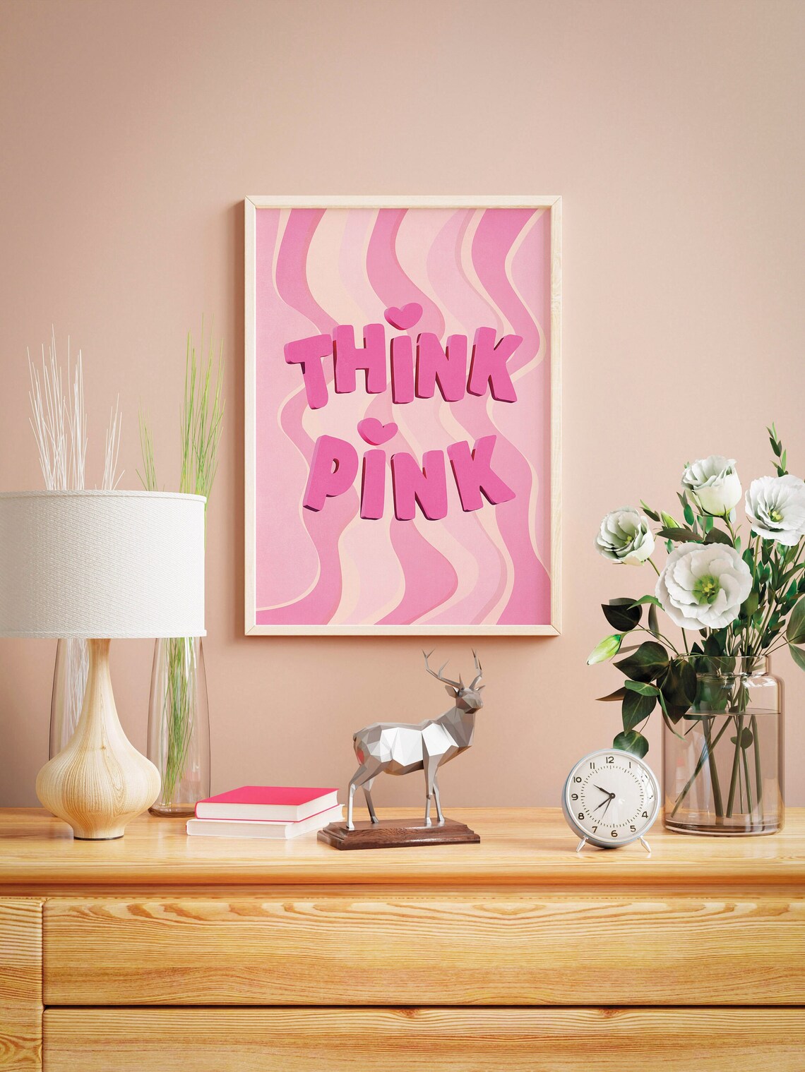 Think Pink Aesthetic Wall Art Poster Print - Image 2