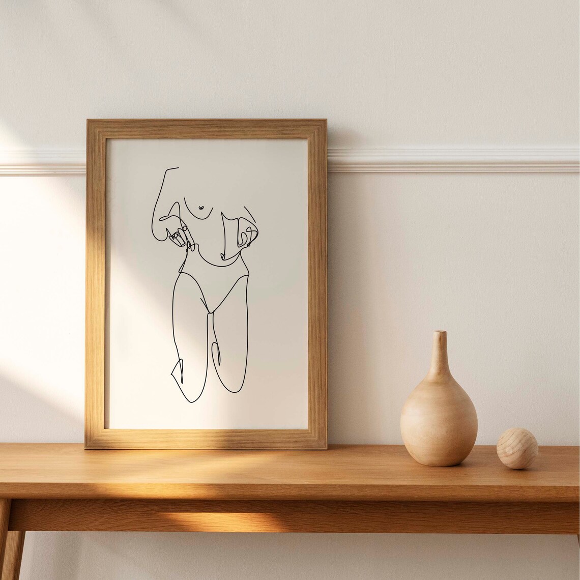 Woman In Panties, Nude Line Abstract Drawing - Image 3