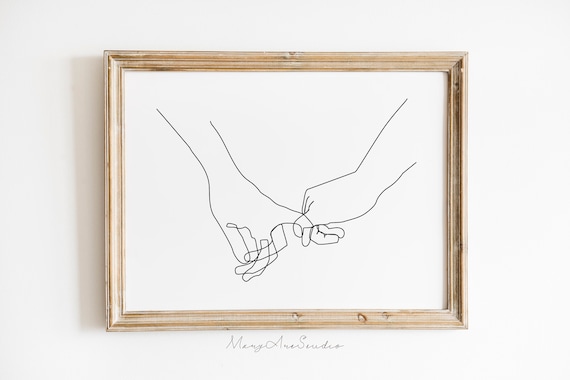 Pinky Swear Hands Minimalist Couple Art Print