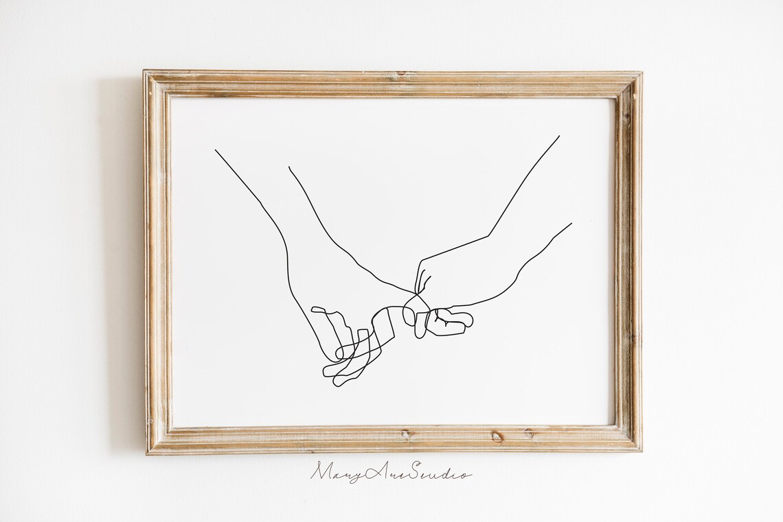 Pinky Swear Hands Minimalist Couple Art Print