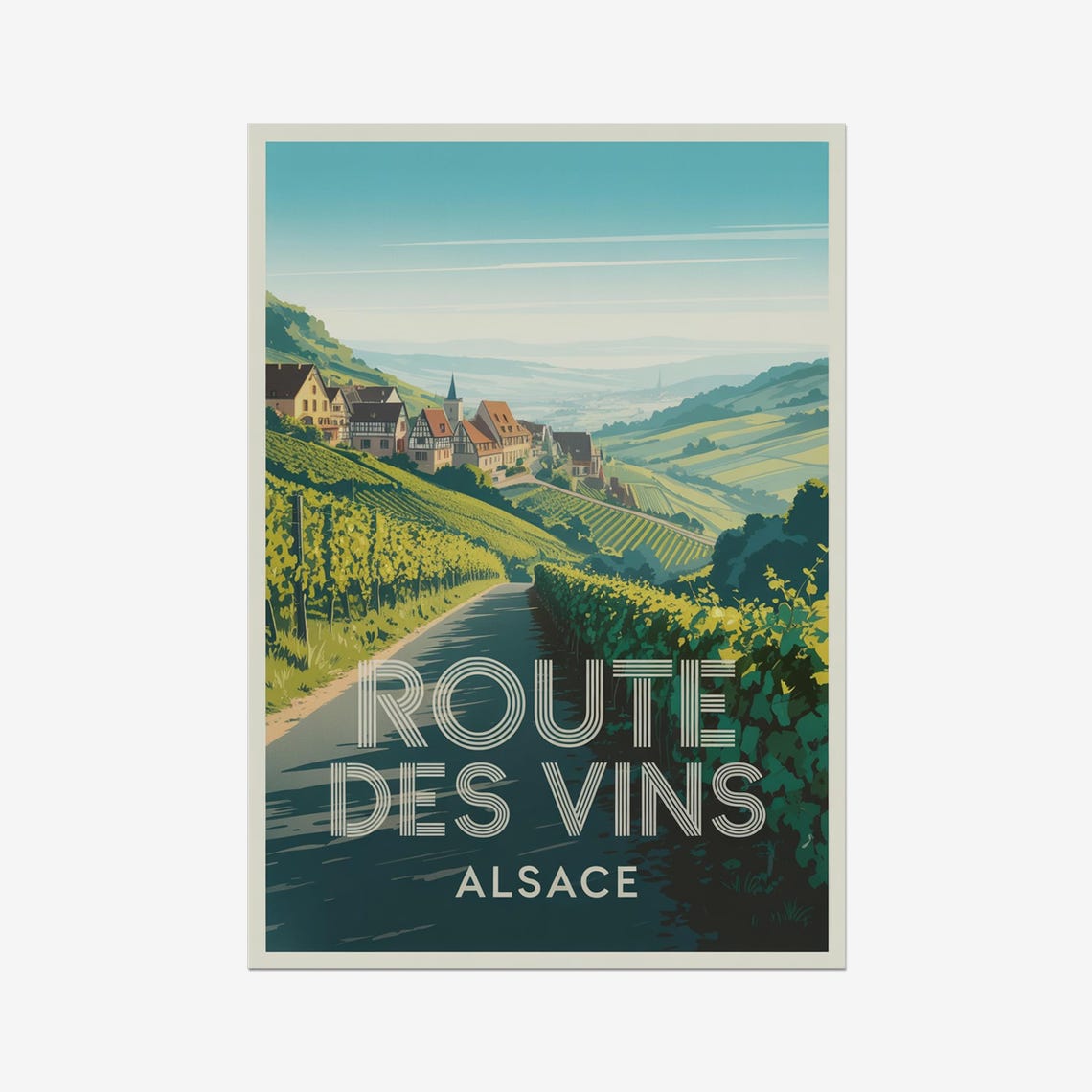 Alsace Route Des Vins Vineyard Road Village Vintage Travel Poster