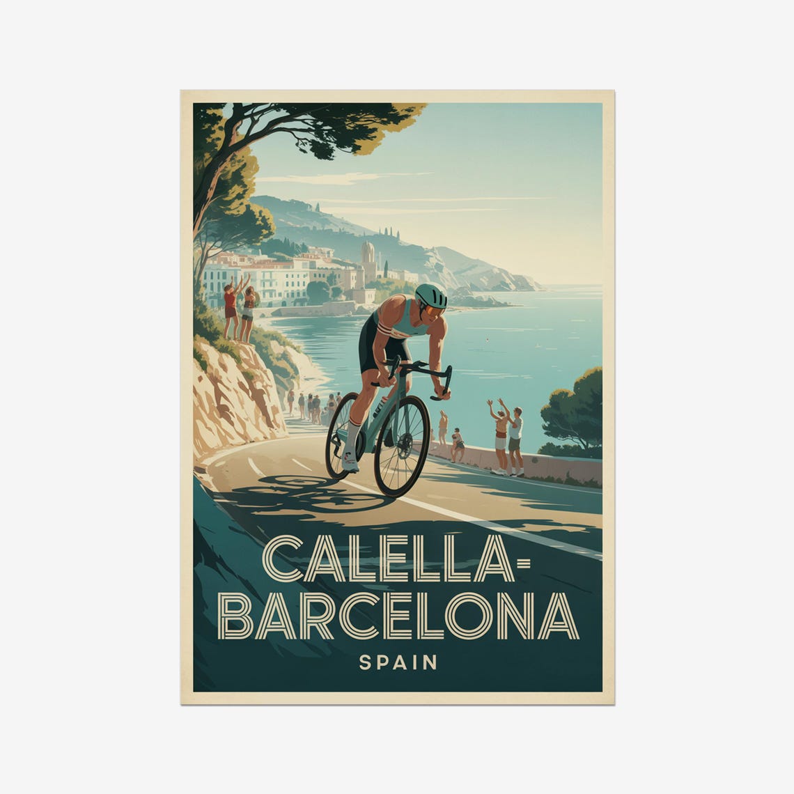 Calella Barcelona Spain Coastal Road Cycling Triathlon Poster
