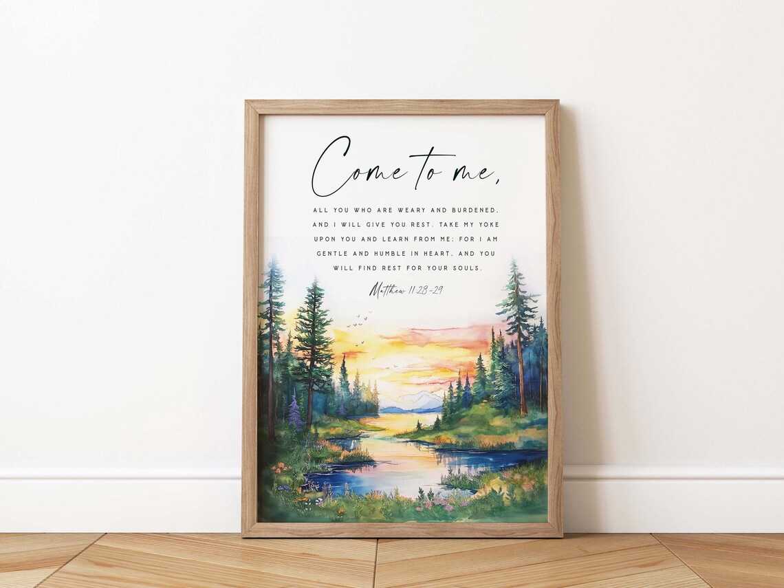 Come to Me All You Who Are Weary Matthew 11:28-29 Sunset Poster - Image 2