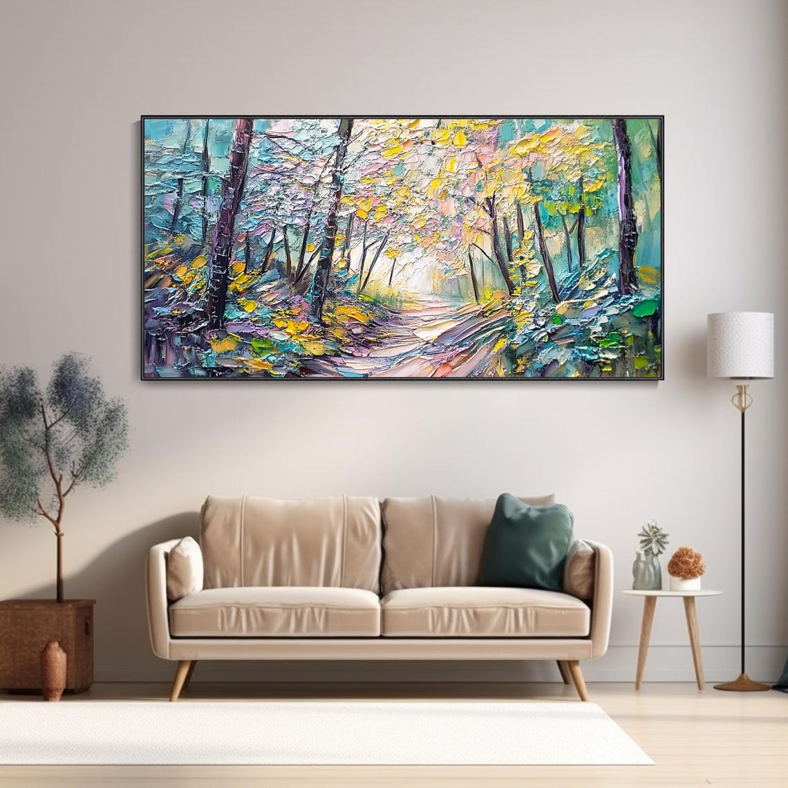 Enchanted Autumn Forest Path 3D Textured Landscape Art Poster - Image 4