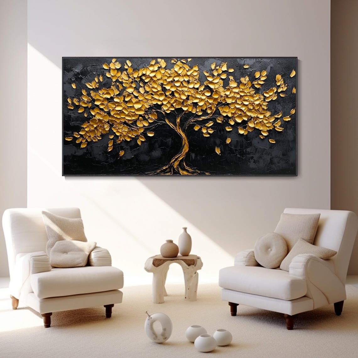 Golden Tree of Life on Black 3D Textured Luxury Decor Art Poster - Image 3