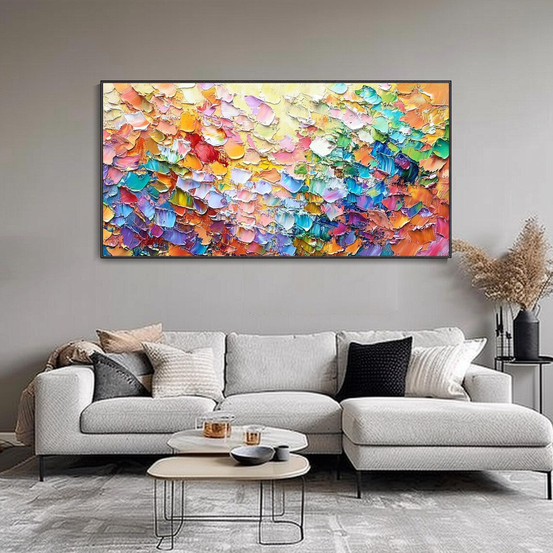 Colorful Abstract Floral Palette Knife 3D Impasto Art Poster - Image 3
