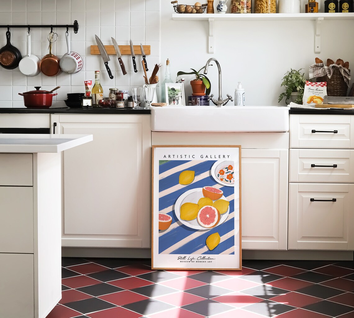 Lemons Wall Art Grapefruit Kitchen Wall Art Home Wall Decor Dining Room Decor Fruit Print Fruit Still Life Poster - Image 3