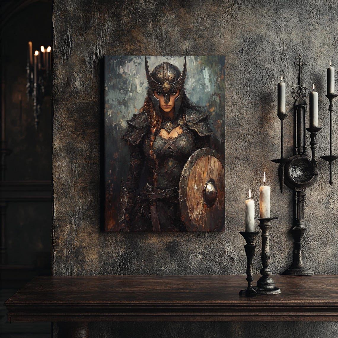 Viking Shieldmaiden Female Warrior Winged Helmet Armor Art Print - Image 5