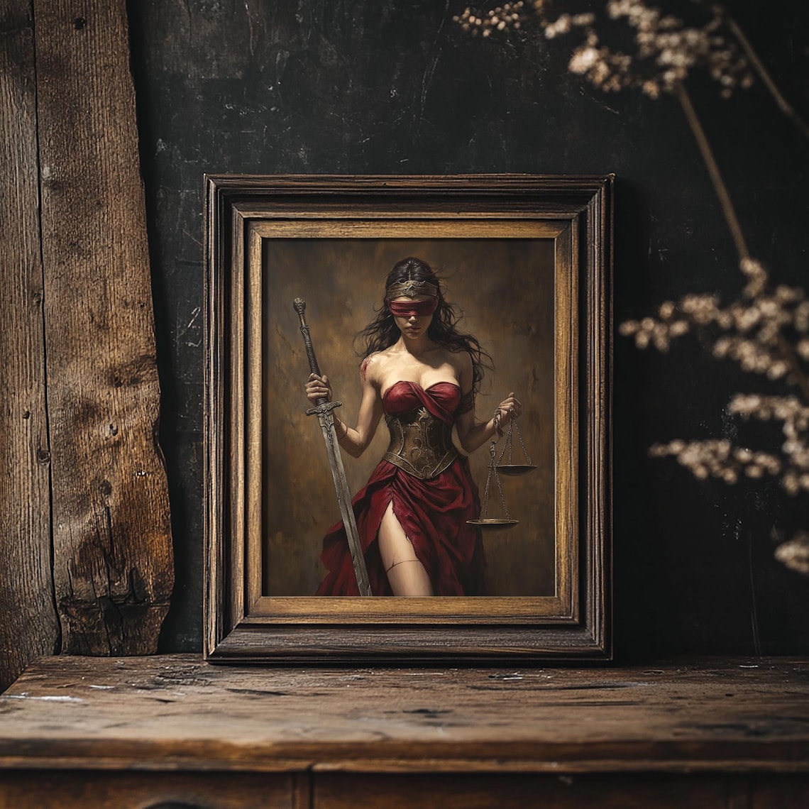 Lady Justice In Red, Justitia Themis Art Print - Image 4