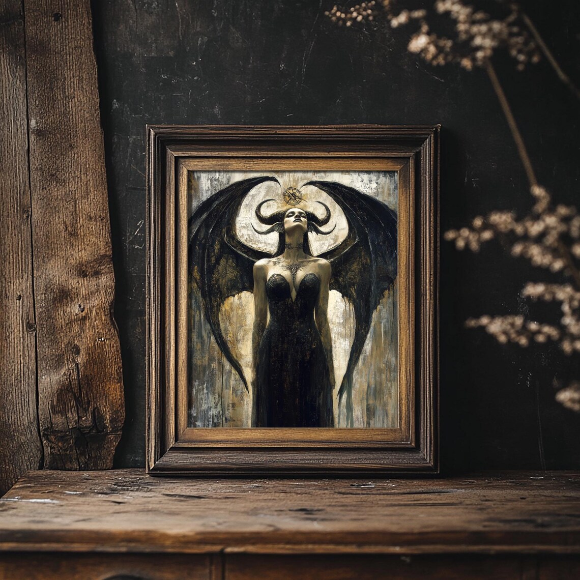 Lilith Goddess In Black Dress, Dark Goddess Art Print - Image 2