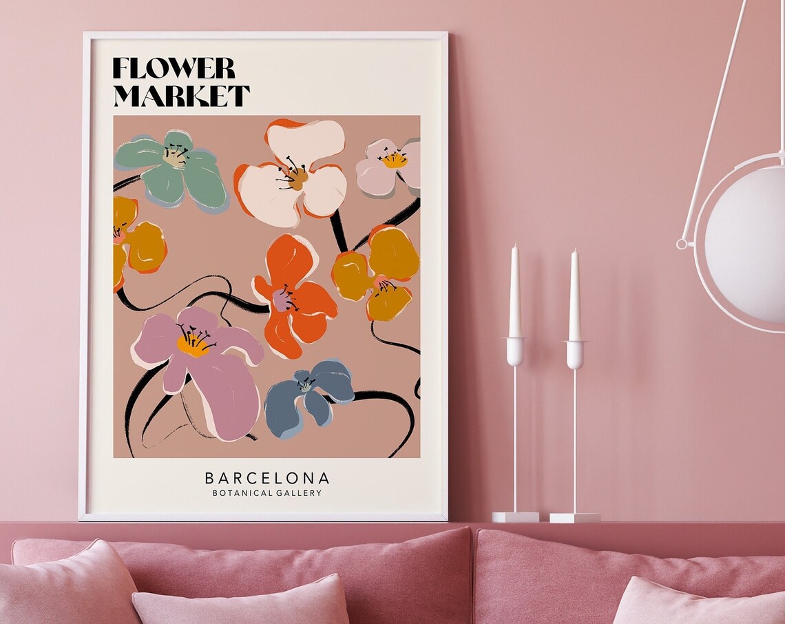 Flower Market Retro 70s Art Print, Retro Flowers - Image 4