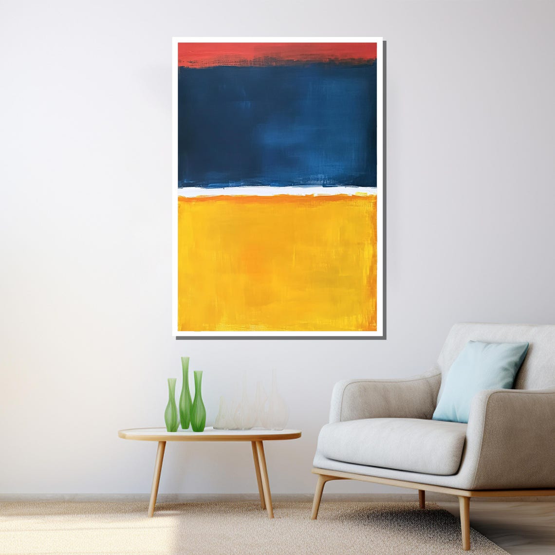 Mark Rothko Blue Yellow Red Striped Color Field Abstract Print - Image 3