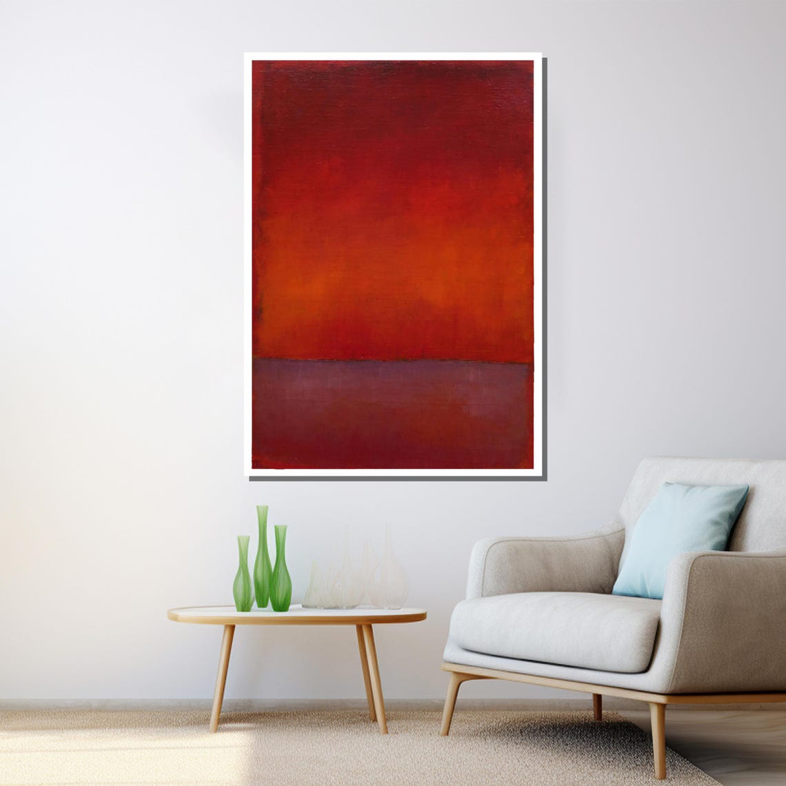 Mark Rothko Style Moody Red Abstract Melting Into Purple Band Poster - Image 3