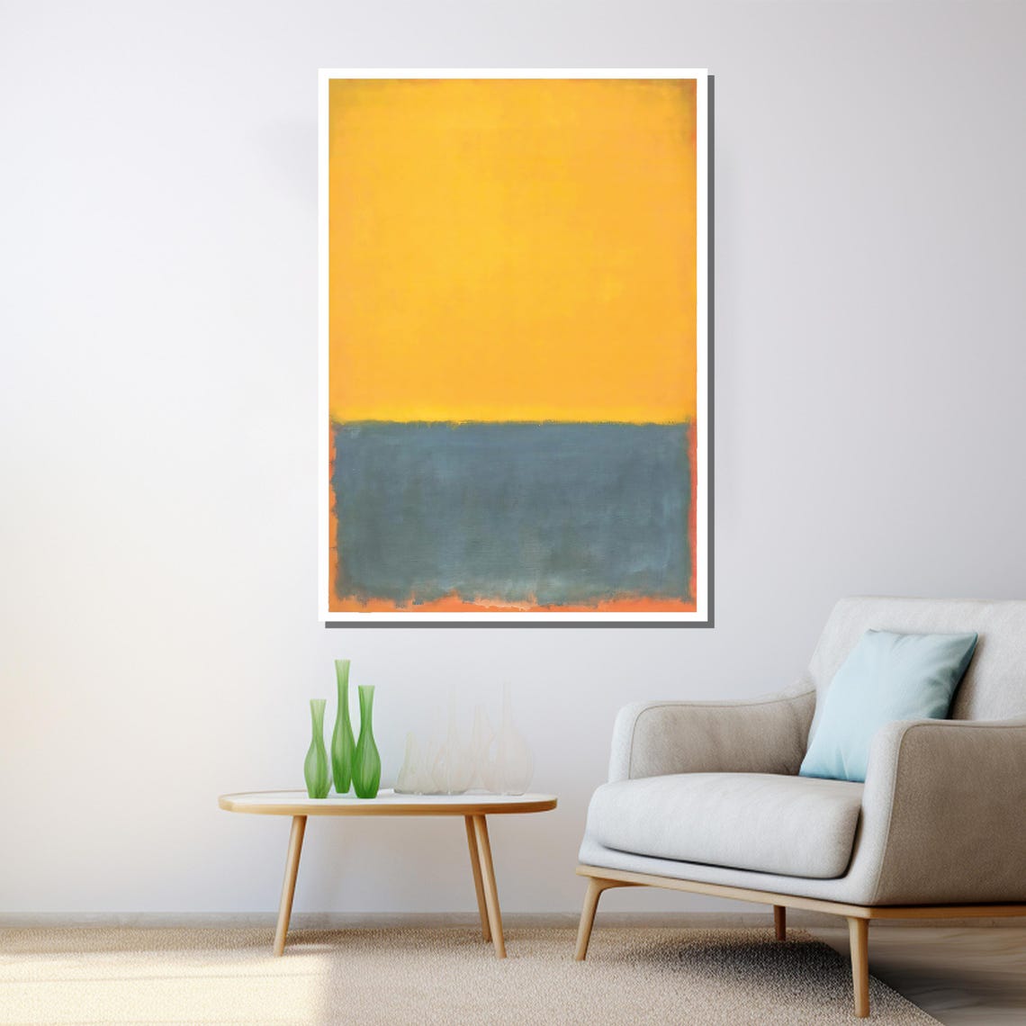 Mark Rothko Style Golden Yellow Over Blue Gray Color Field Poster - Image 3