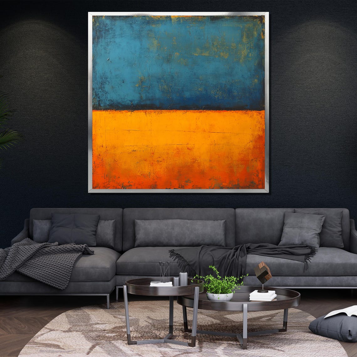 Mark Rothko Raw Blue Orange Textured Color Field Abstract Print - Image 4