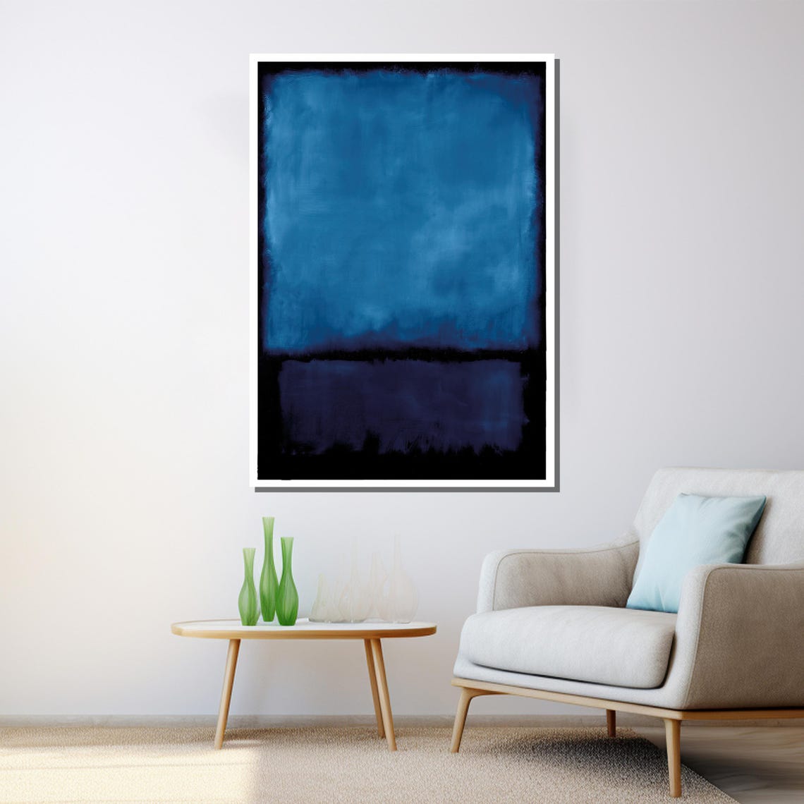 Mark Rothko Style Midnight Blue Layers Fading To Black Art Poster - Image 3
